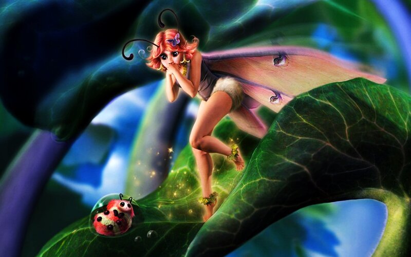 Fairy on a Leaf — Green, Whimsical