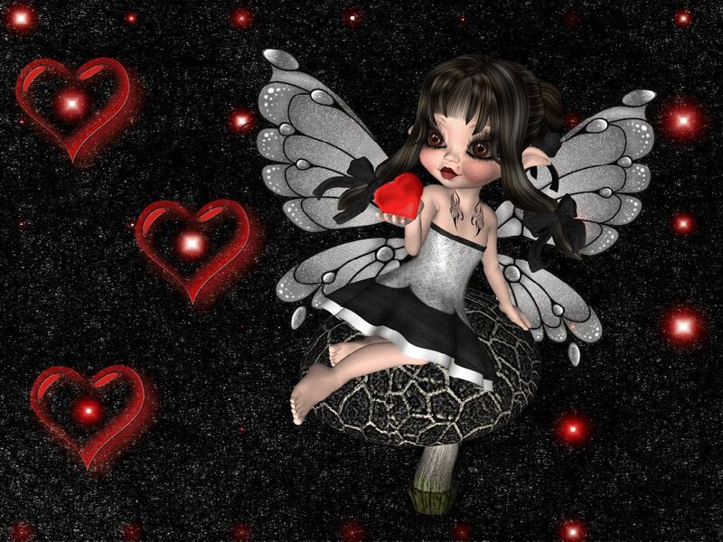 Fairy on a Mushroom — Black