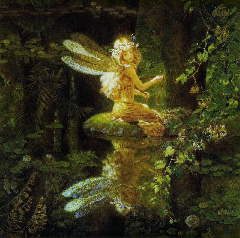 Fairy on a Mushroom — Green