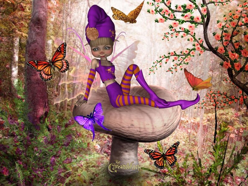 Fairy on a Mushroom — Purple
