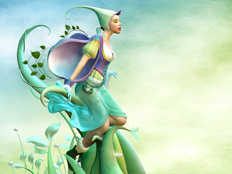 Fairy on a Plant — Green