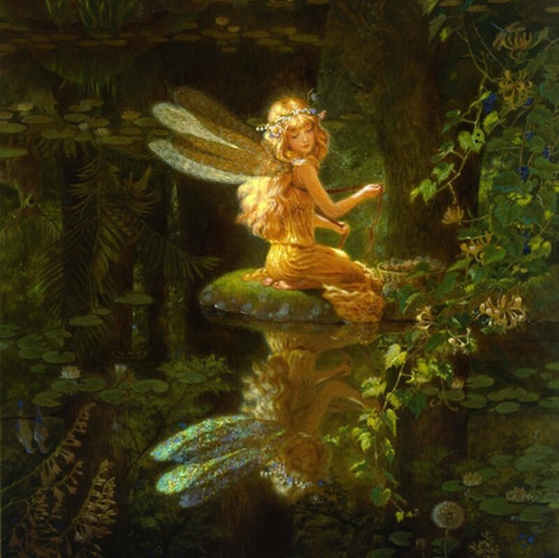 Fairy on a Rock — Green