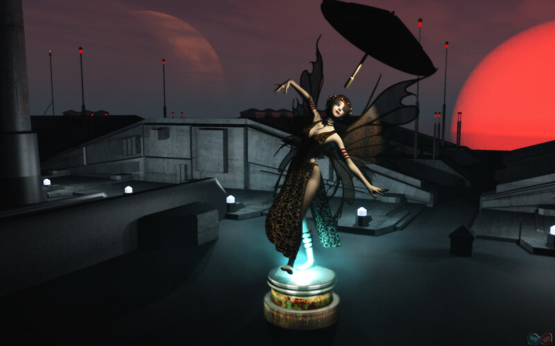 fairy on a rooftop at dusk