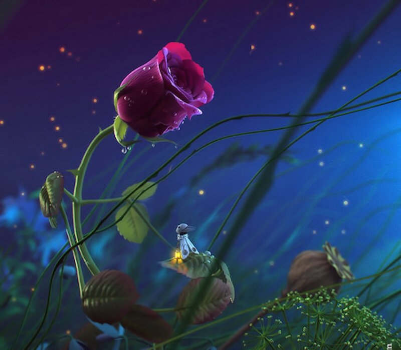Fairy on a Rose — Purple, Serene