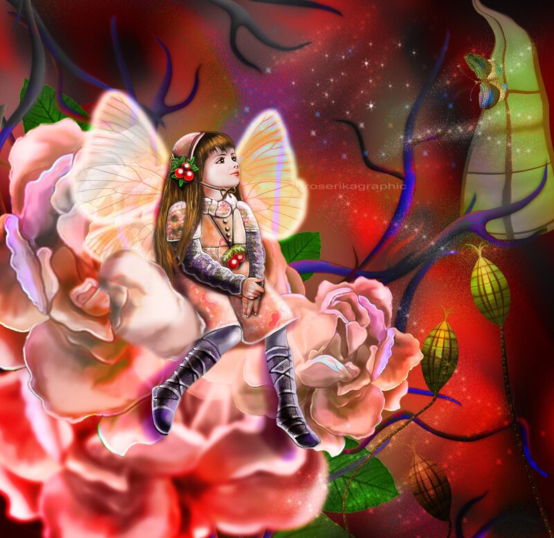 Fairy on a Rose — Red