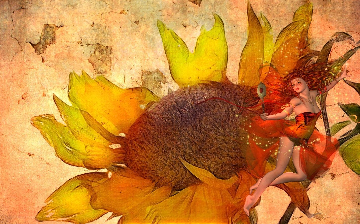 fairy on a sunflower