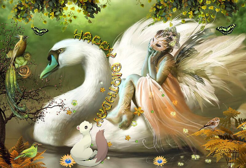 Fairy on a Swan — Green, Serene
