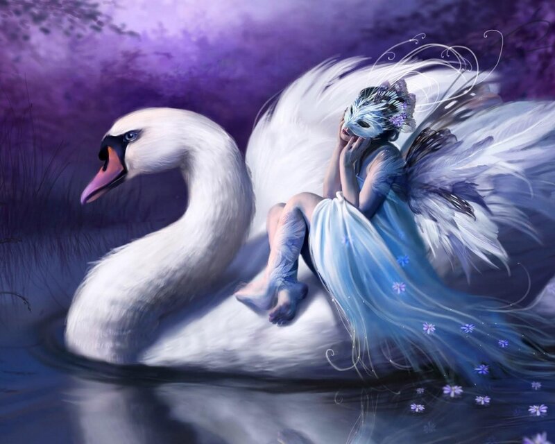 Fairy on a Swan — Purple