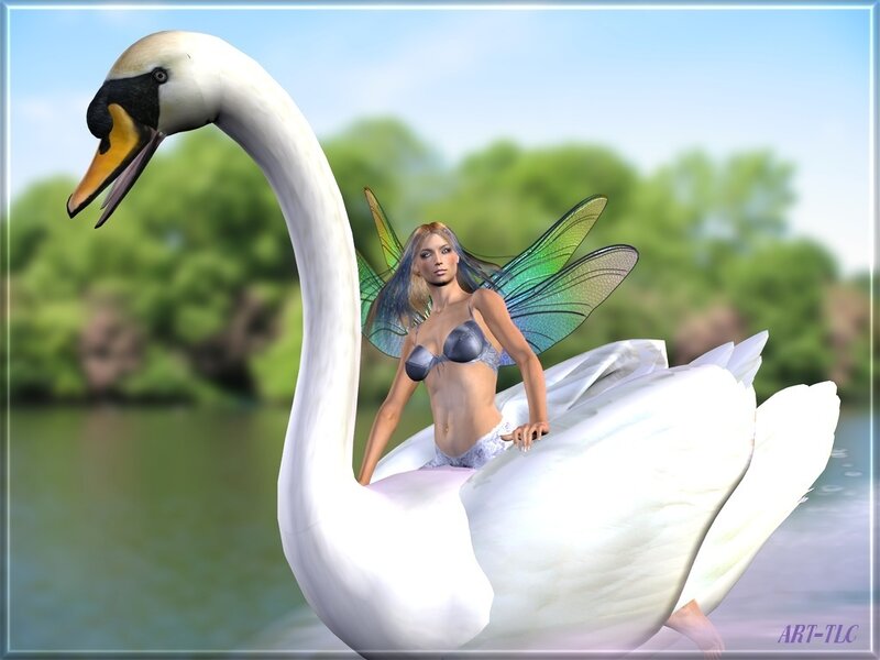 Fairy on a Swan — White