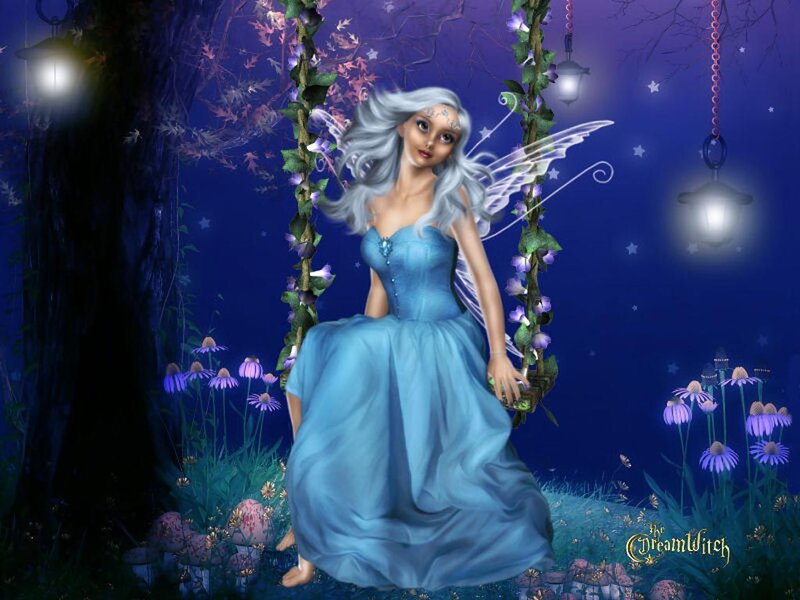 Fairy on a Swing — Blue