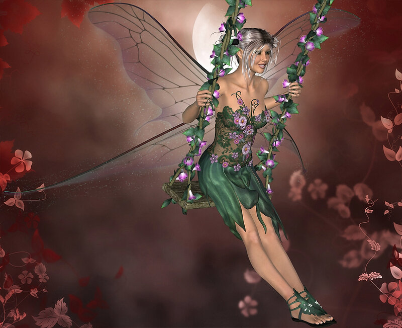 Fairy on a Swing — Green, Serene