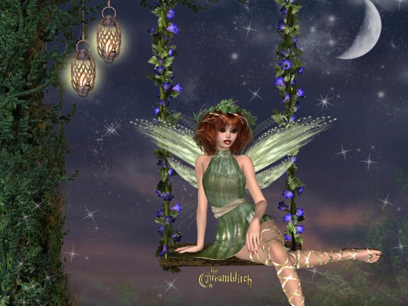 Fairy on a Swing — Green