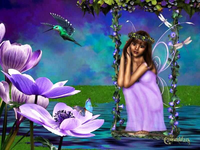 Fairy on a Swing — Purple, Serene