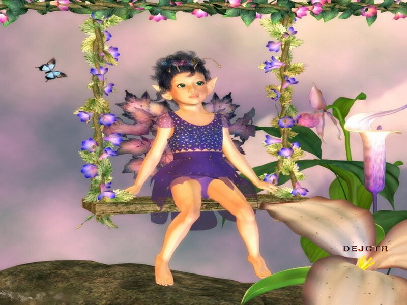 Fairy on a Swing — Purple