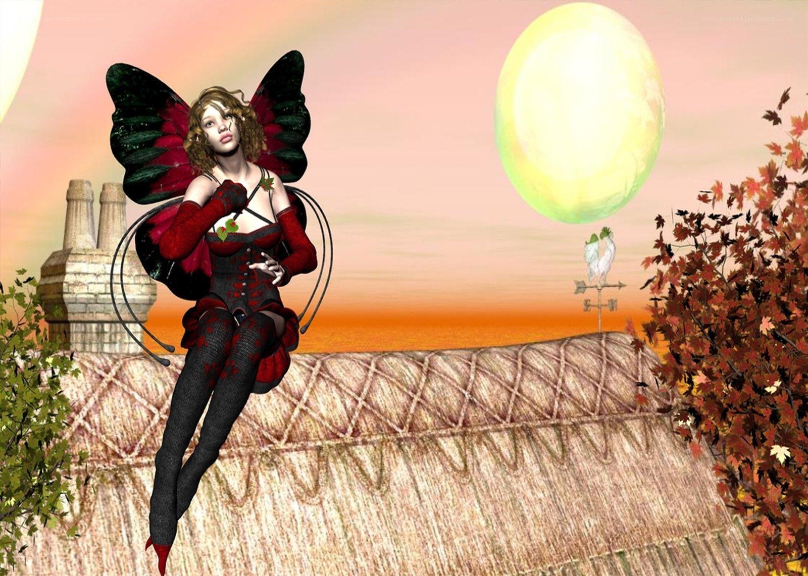Fairy on a thatched roof