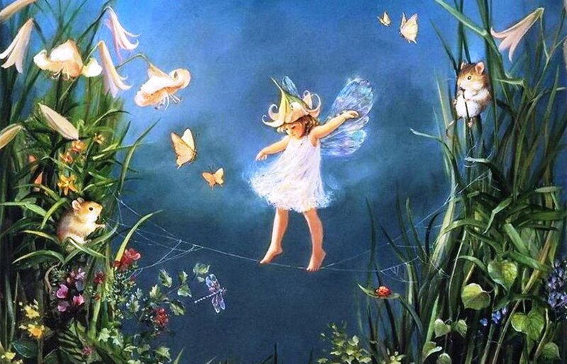 Fairy on a Tightrope — Blue, Whimsical