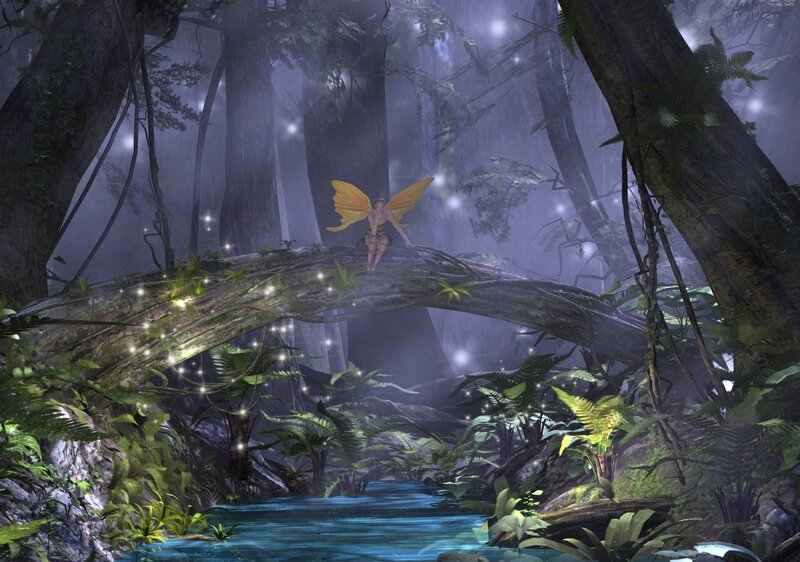 Fairy on a Tree Branch — Green