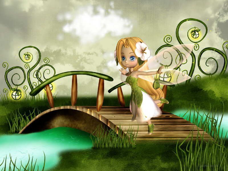 Fairy on a Wooden Bridge