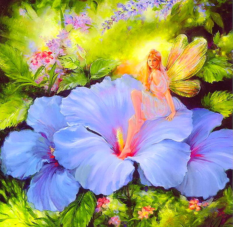 Fairy on Blue Flower — Serene