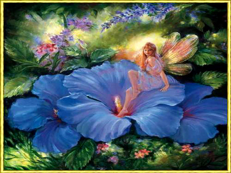Fairy on Blue Flower