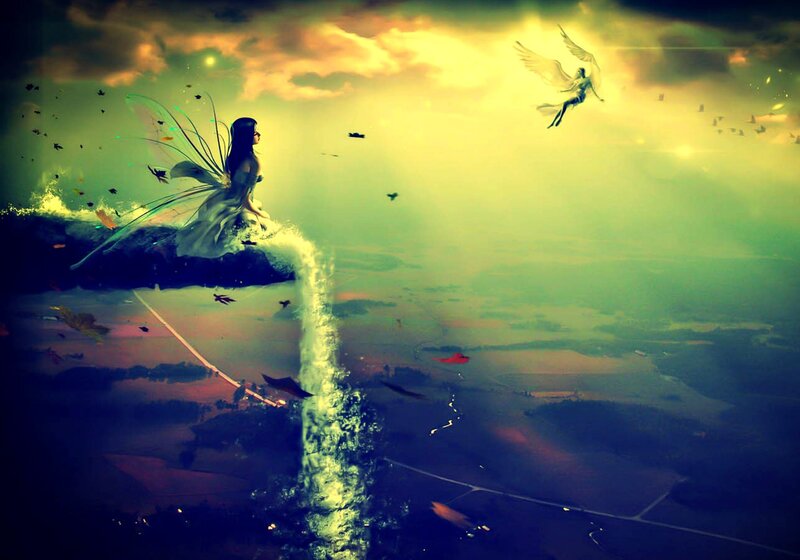Fairy on Cliff Edge — Green