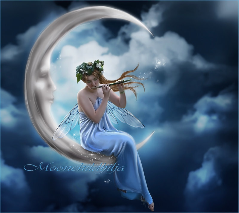 fairy on crescent moon