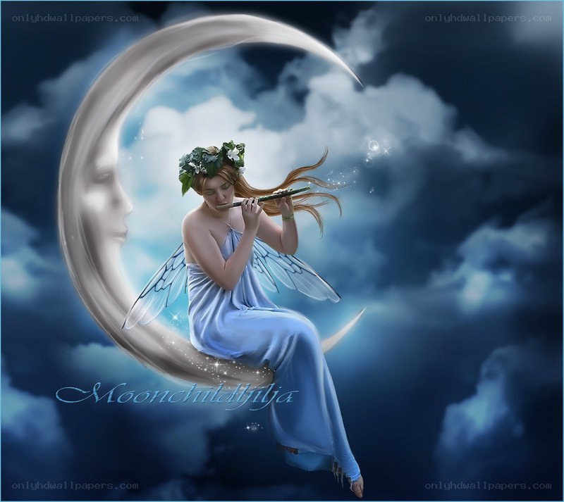 fairy on crescent moon
