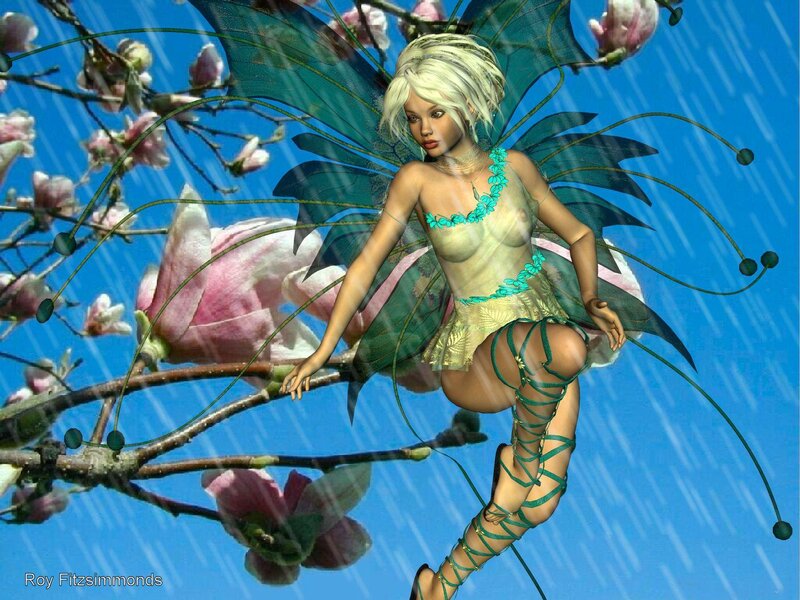 Fairy on Flower Branch