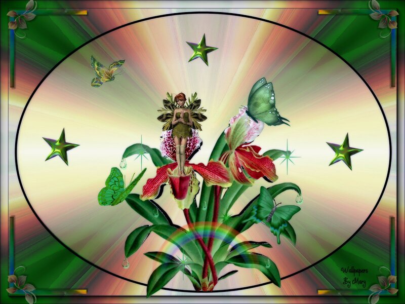 Fairy on Flower — Green