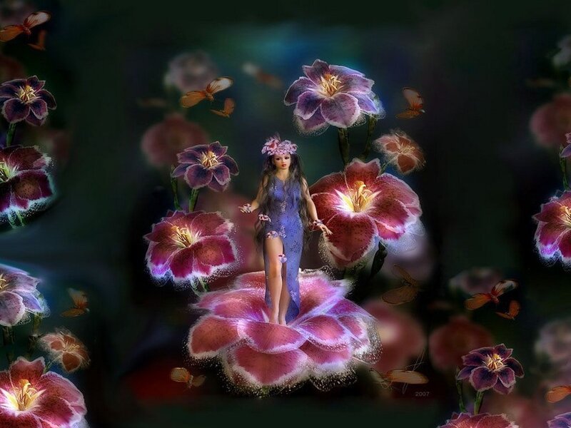 Fairy on Flower — Purple
