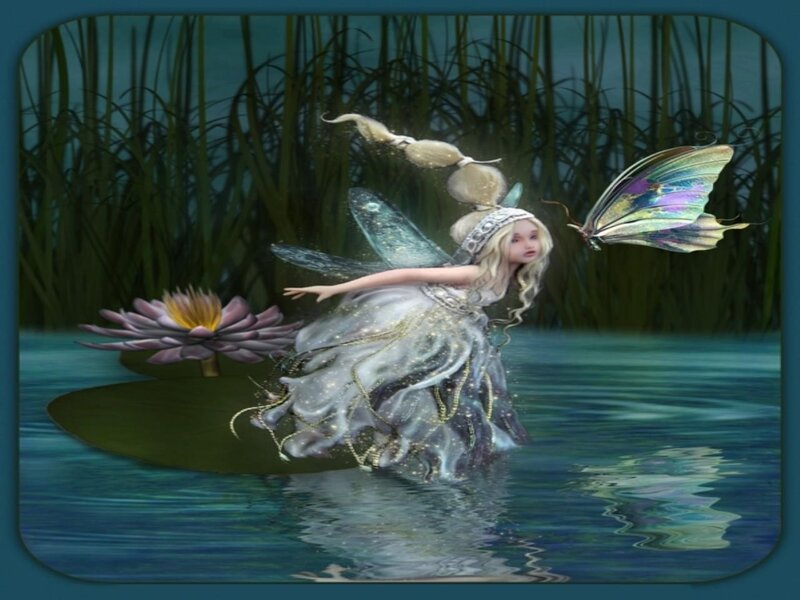 Fairy on Lily Pad — Blue