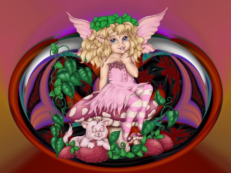 Fairy on Mushroom — Pink