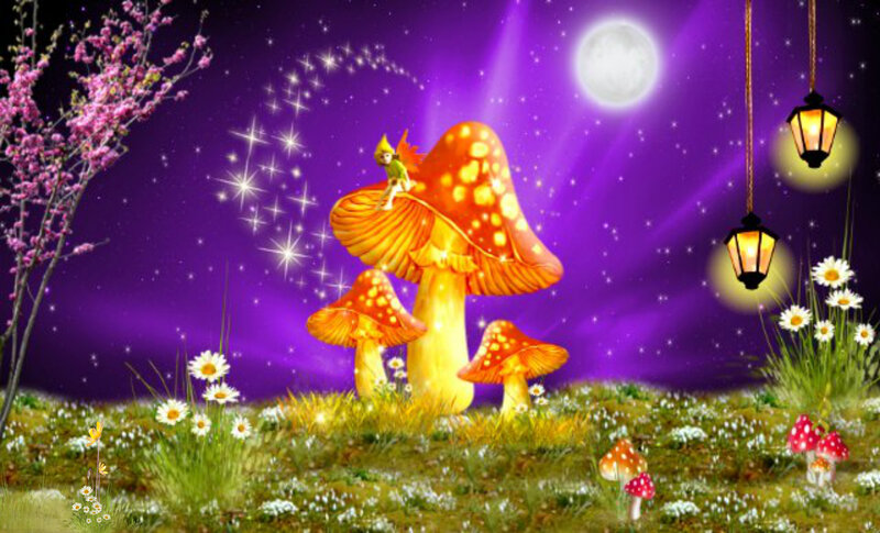 Fairy on Mushroom — Purple, Magical