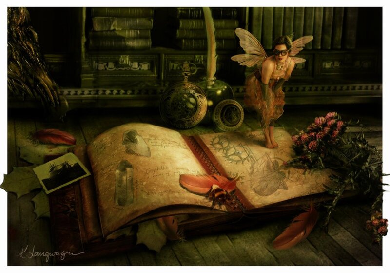 Fairy on Open Book — Green