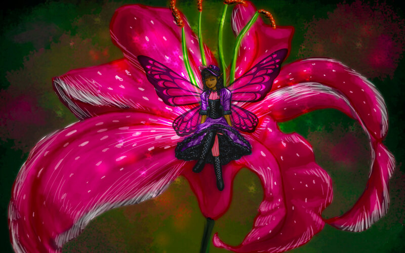 Fairy on Pink Flower — Fantastical