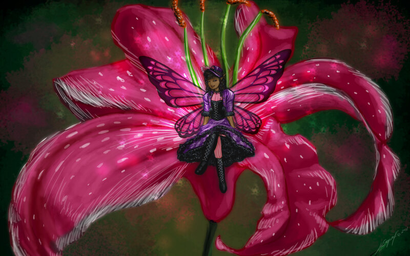 Fairy on Pink Flower — Fantasy