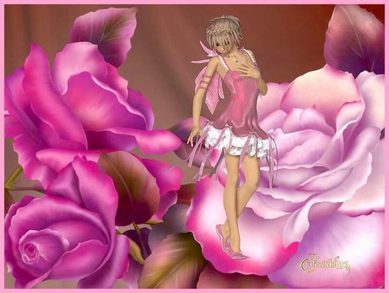 Fairy on Pink Rose — Dreamy