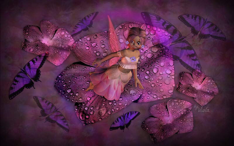 Fairy on Purple Flower — Dreamy