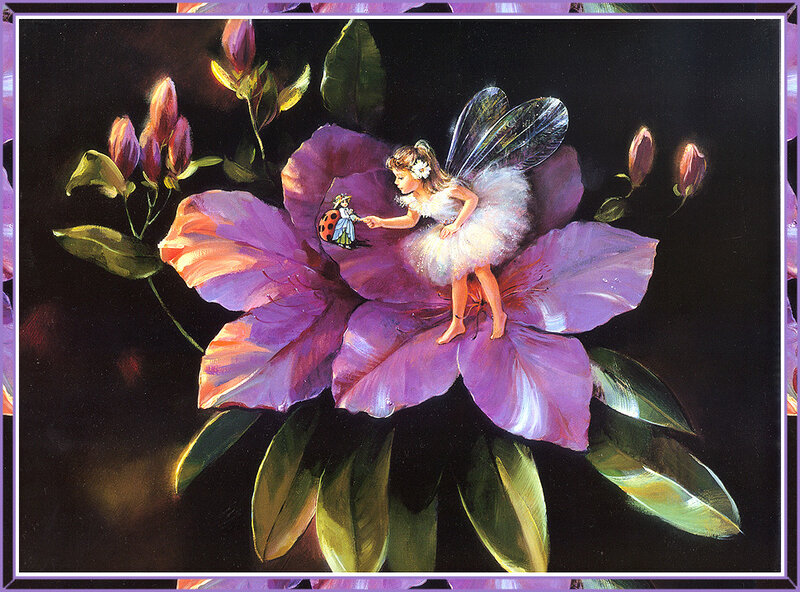 Fairy on Purple Flower — Serene, Night