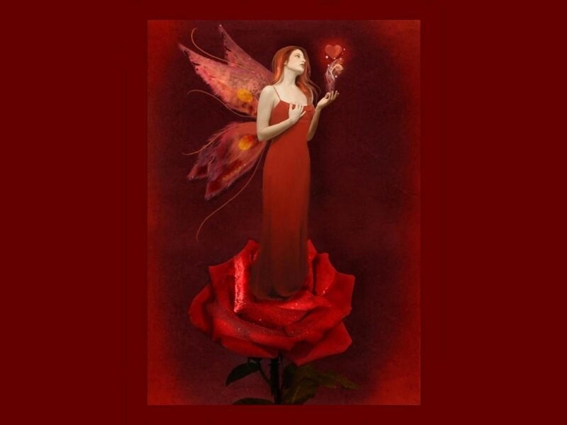 Fairy on Red Rose