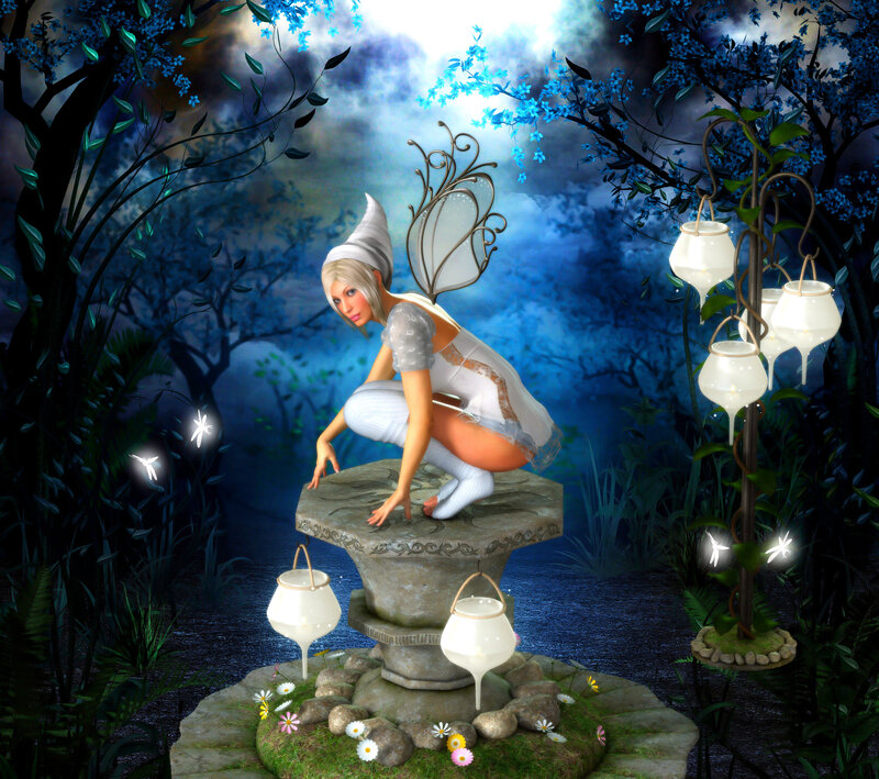 Fairy on Stone Pedestal