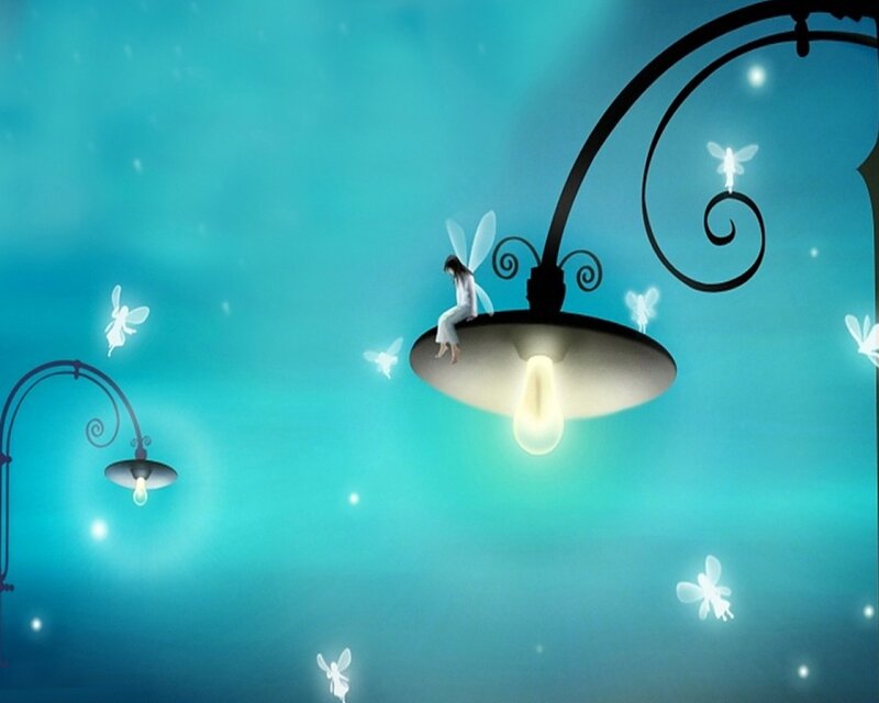 Fairy on Street Lamp — Blue