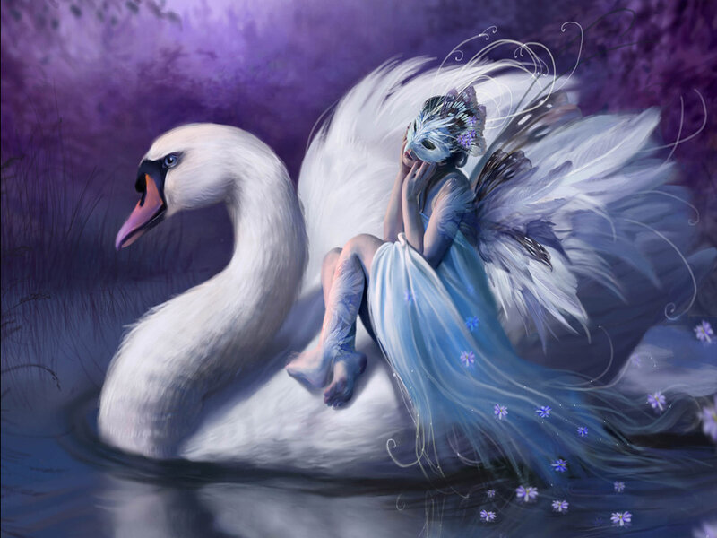 Fairy on Swan — Purple
