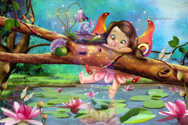 Fairy on Tree Branch — Green