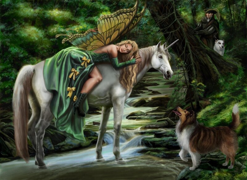 Fairy on Unicorn — Green