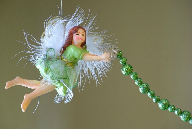 Fairy Ornament with Green Beads