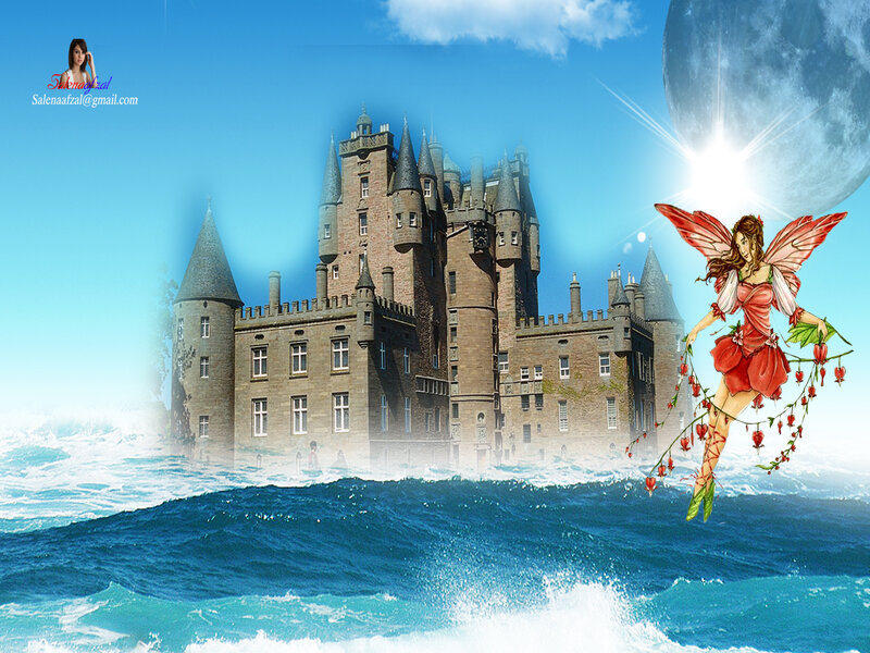 fairy over castle by sea