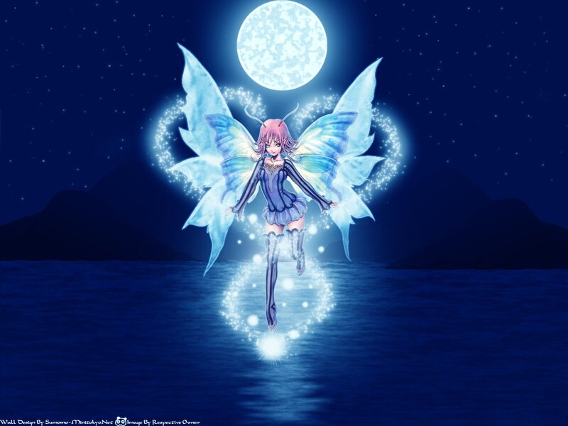 fairy over moonlit water