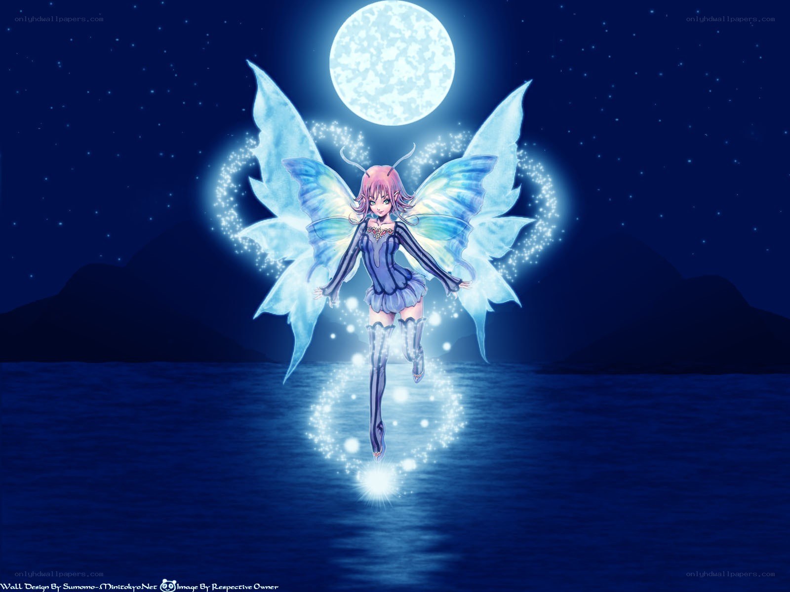 fairy over moonlit water