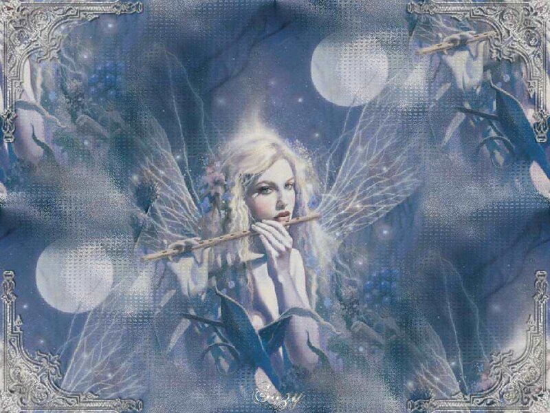 fairy playing flute at night